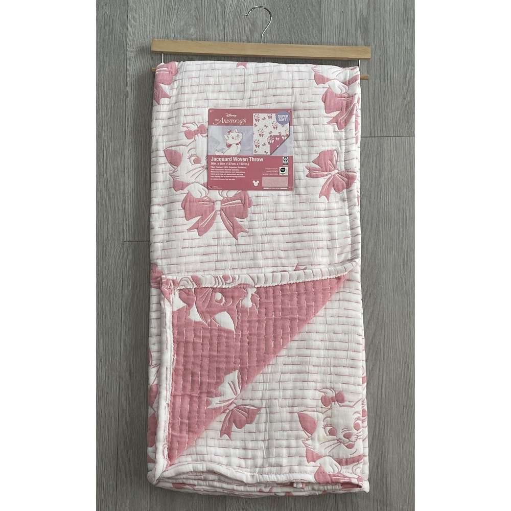 NEW Walt Disney - The Aristocats Marie - Jacquard Woven Throw Blanket Pink 50x60